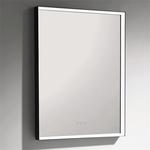 Ruxley Mirror with Angled LED Light inside Matt Black Frame - 600 x 800mm